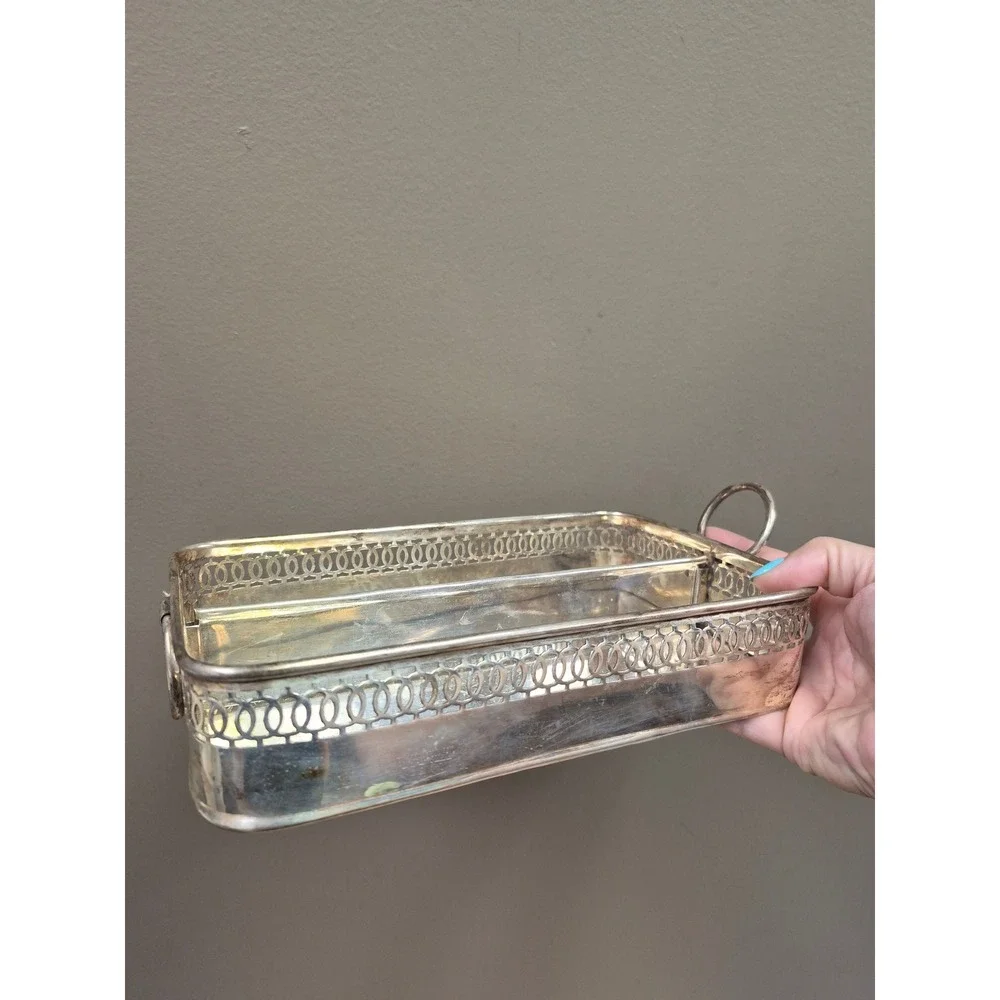 Bombay Company Silverplate Perforated Cutlery Tray with Divider 3105821